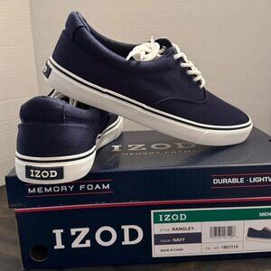 Izod Rangley Men's Lace Up Casual Canvas shoe Memory Foam Navy